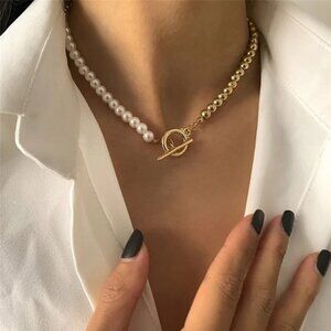14K gold filled pearl necklace
